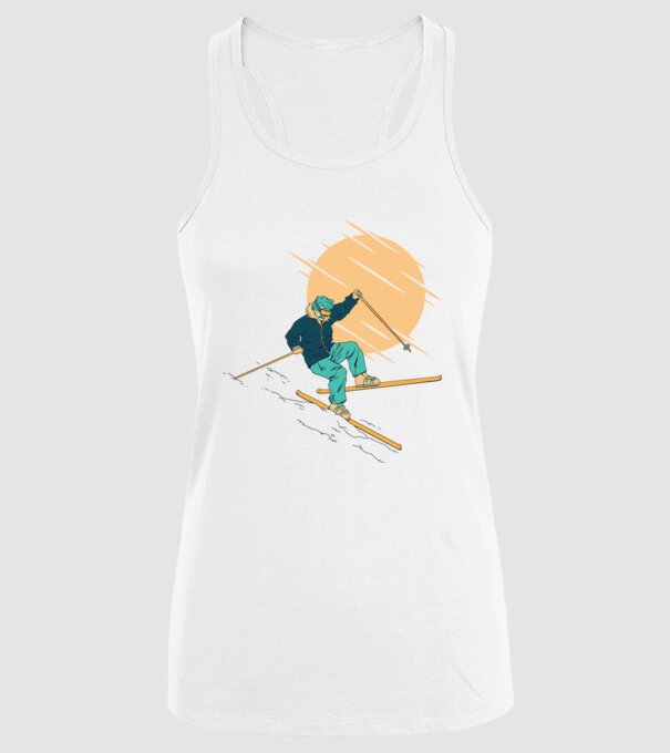 Căzătură schior model alb pe tricou
