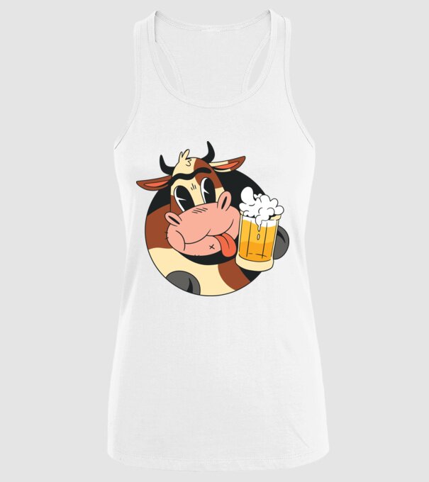 Vacă cu bere model alb pe tricou
