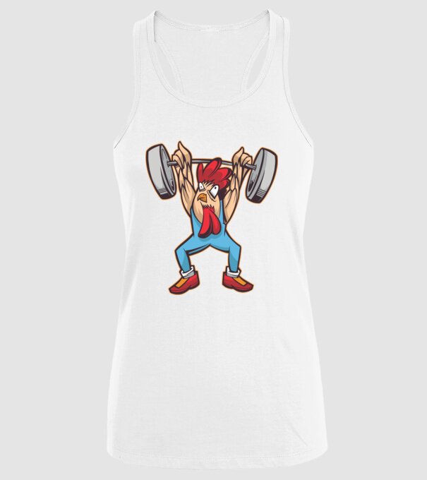 Pui Halterofil model alb pe tricou