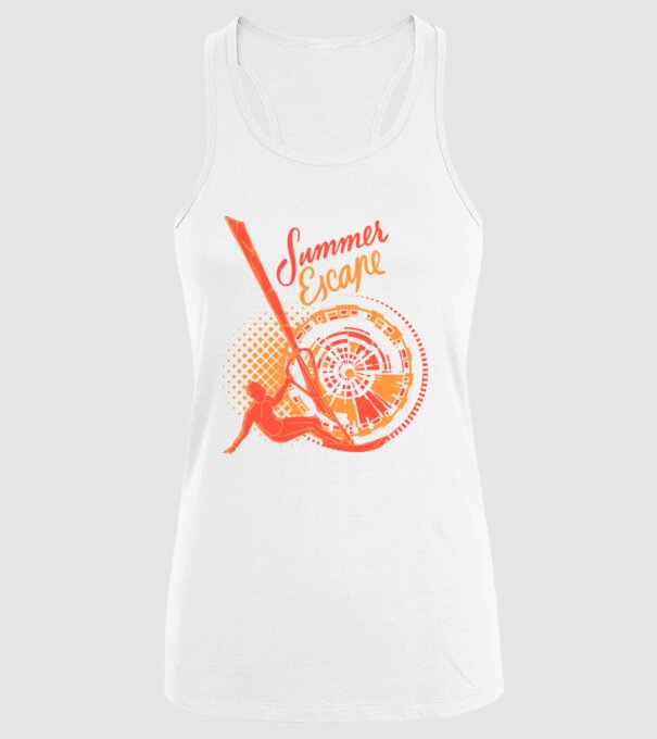 Summer Escape Surf model alb pe tricou