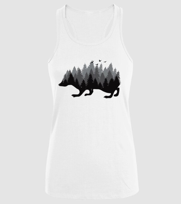 Siluetă Arici model alb pe tricou