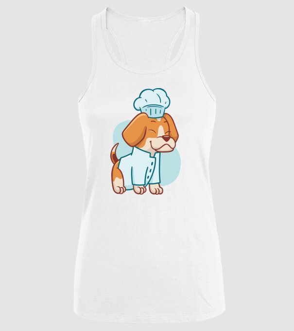 Beagle bucătar model alb pe tricou