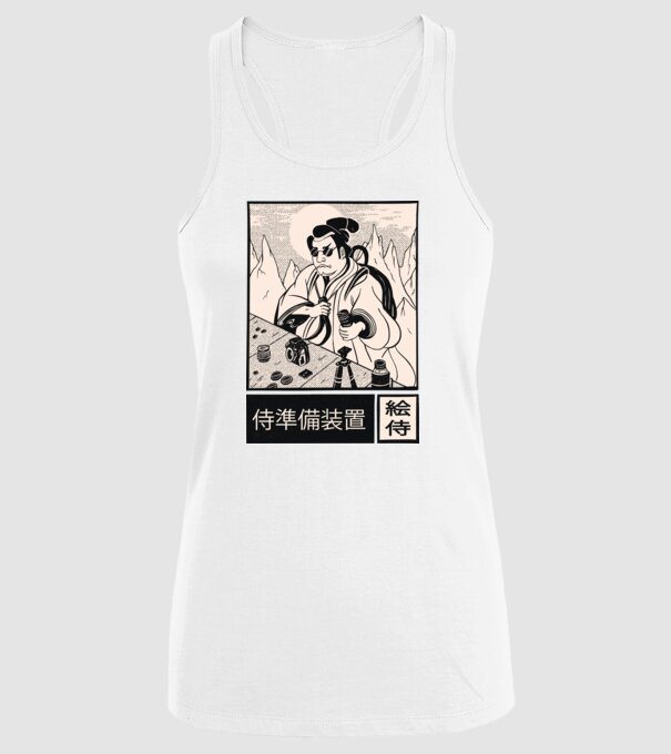 Samurai model alb pe tricou