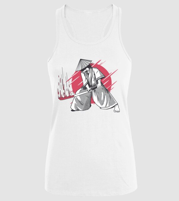Sabie de samurai model alb pe tricou