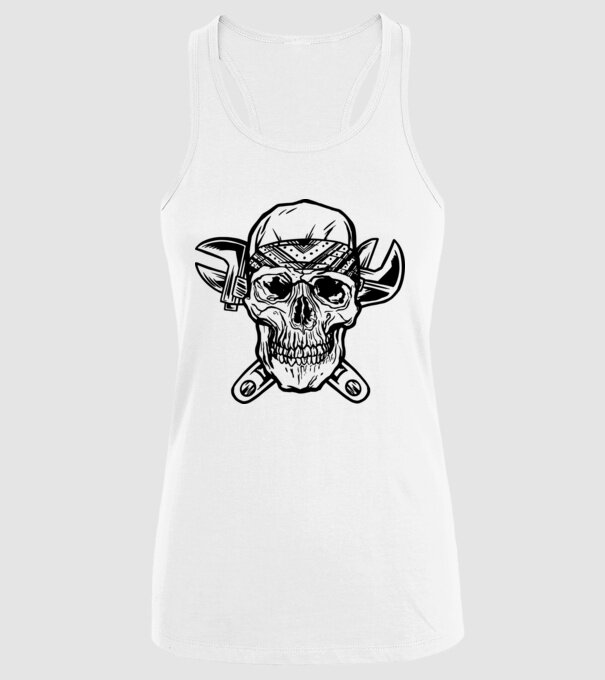 Craniu Instalator model alb pe tricou