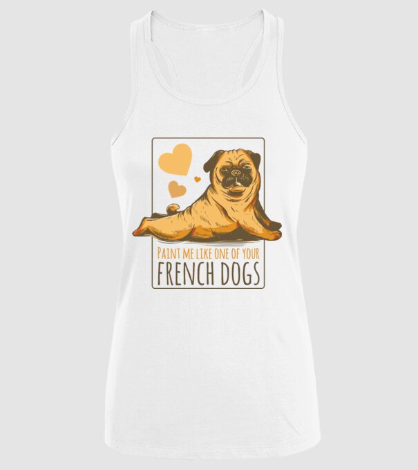 Mops sexy model alb pe tricou
