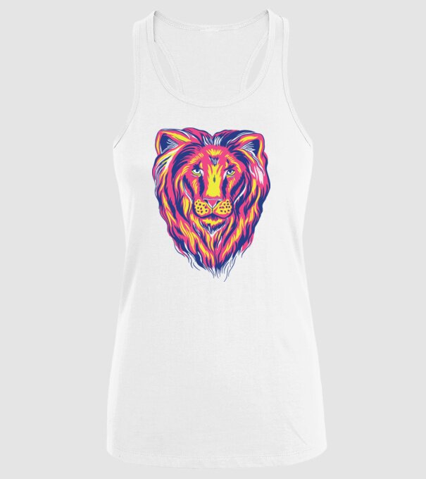 Leu colorat model alb pe tricou