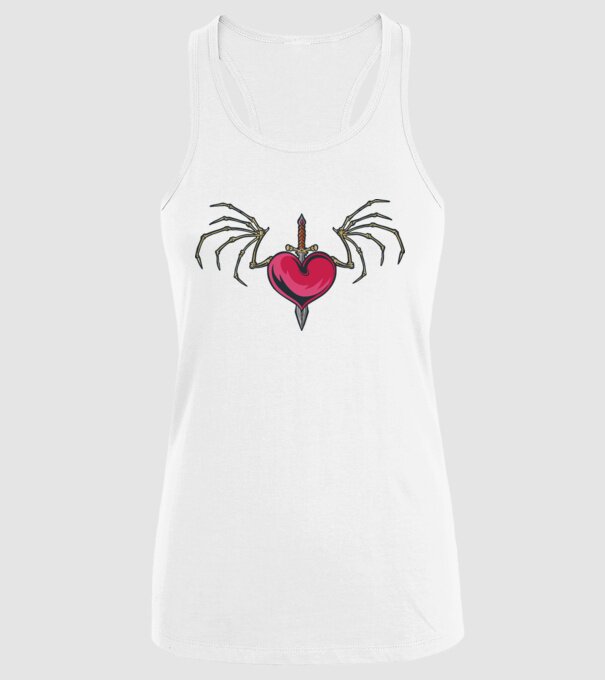 Inimă cu sabie model alb pe tricou