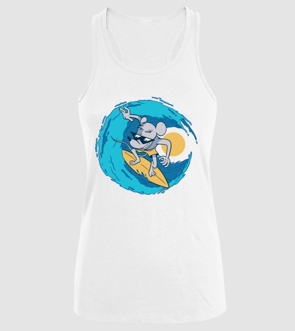Șoarece Surfer model alb pe tricou