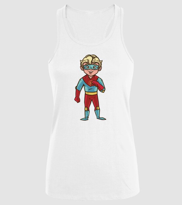 Băiat supererou model alb pe tricou