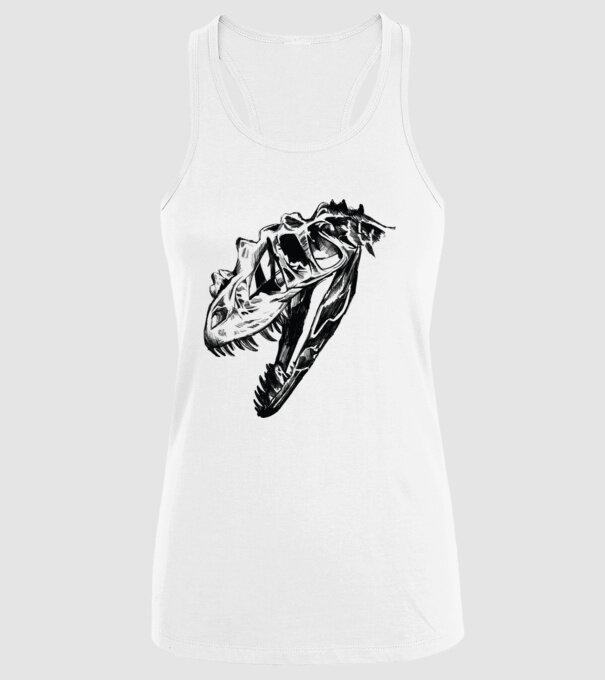 Craniu T-rex model alb pe tricou