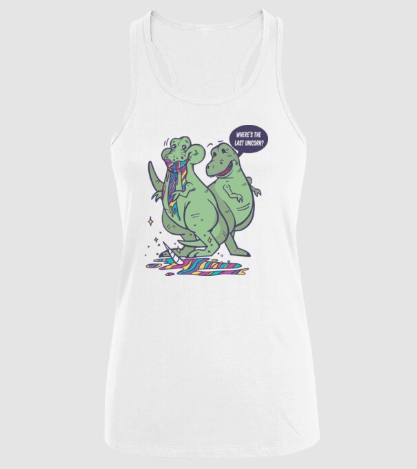 T-rex a mâncat unicornul model alb pe tricou