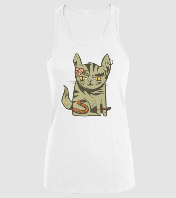 Pisoi tatuat model alb pe tricou