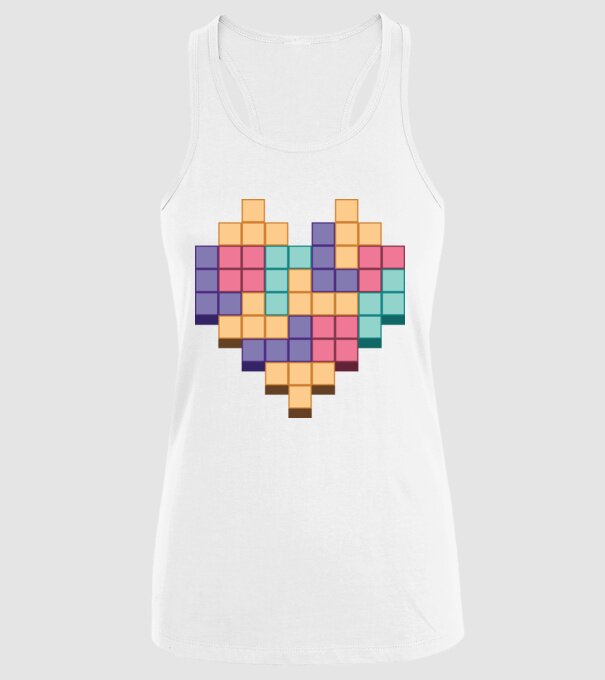 Inimă Tetris model alb pe tricou