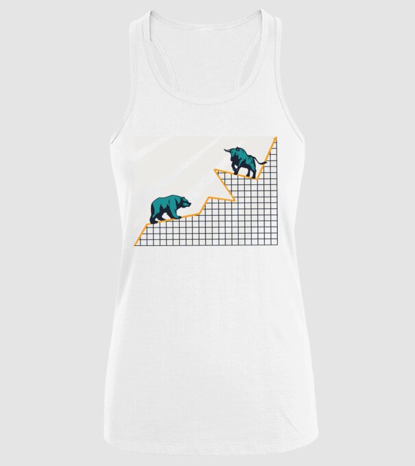 Bursa de Valori Taur vs Urs model alb pe tricou