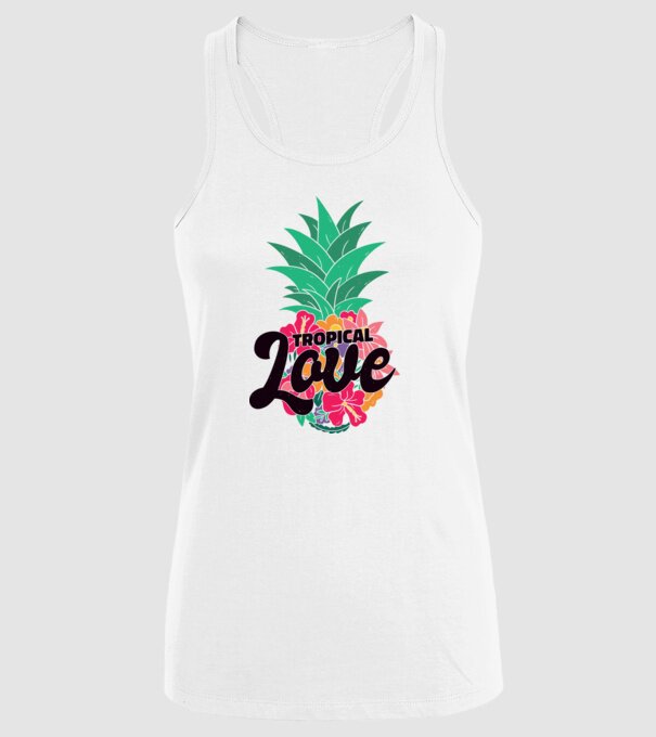 Ananas Tropical Love model alb pe tricou