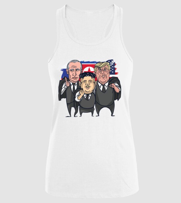 Trump, Putin, Kim - trei prieteni buni model alb pe tricou