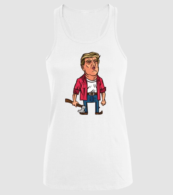 Trump tăietor de lemne model alb pe tricou