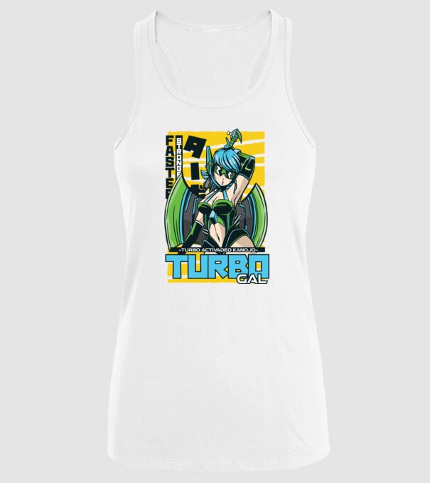 Turbo Gal Anime model alb pe tricou
