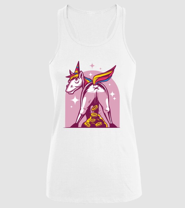 Unicorn Bitcoin model alb pe tricou
