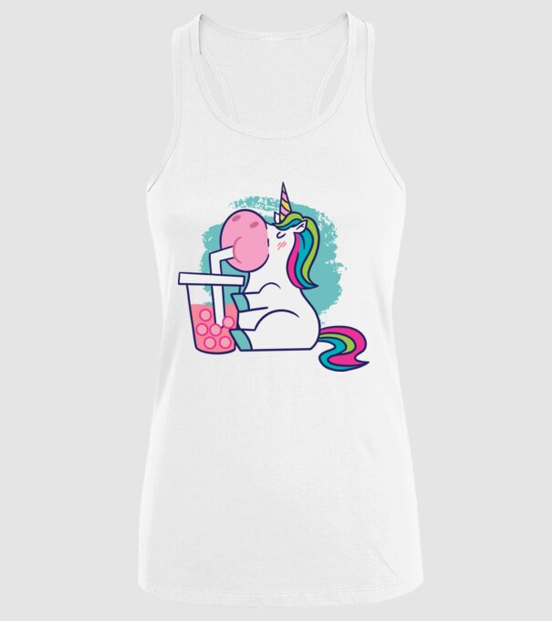 Unicorn Bubble Tea model alb pe tricou