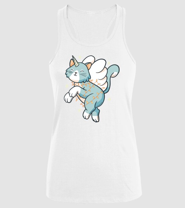 Pisică Unicorn model alb pe tricou
