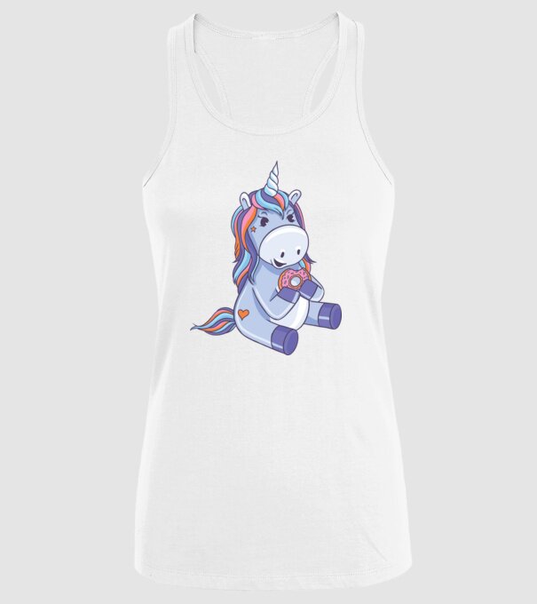 Unicorn cu gogoașă model alb pe tricou