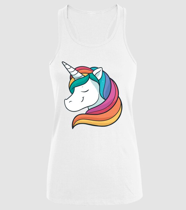 Cap de unicorn model alb pe tricou