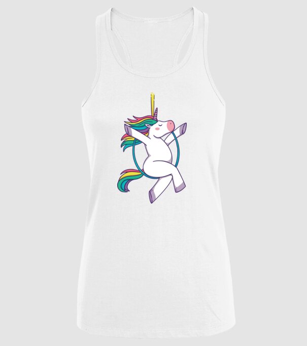 Unicorn pe cerc model alb pe tricou