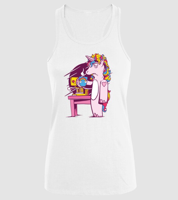 Unicorn Cafea model alb pe tricou