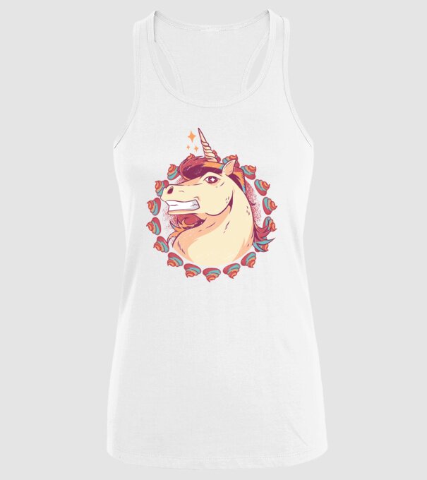 Unicorn Mullet model alb pe tricou