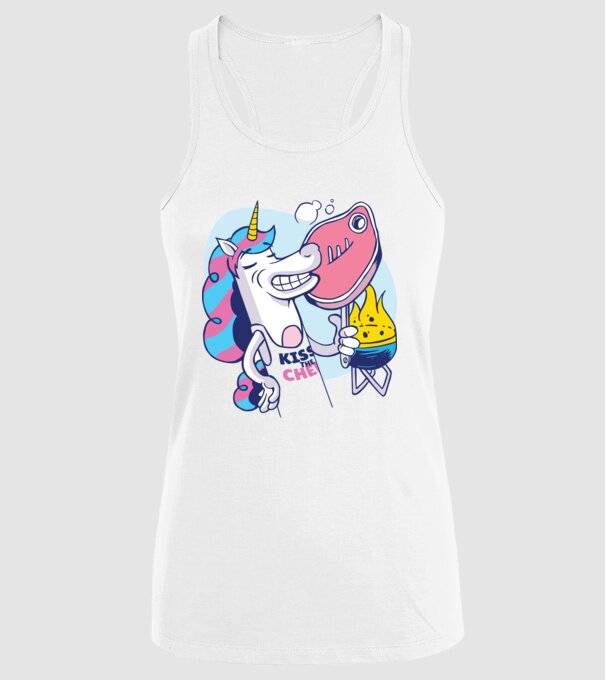 Unicorn Steak BBQ model alb pe tricou