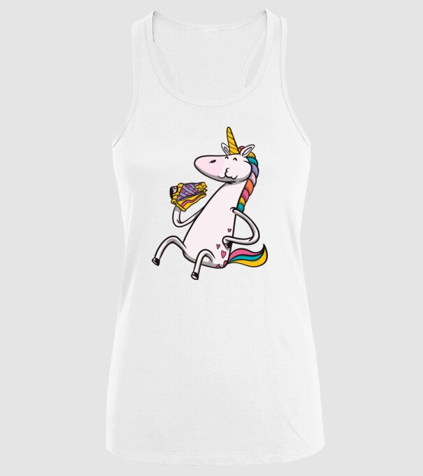 Unicorn cu prăjitură model alb pe tricou