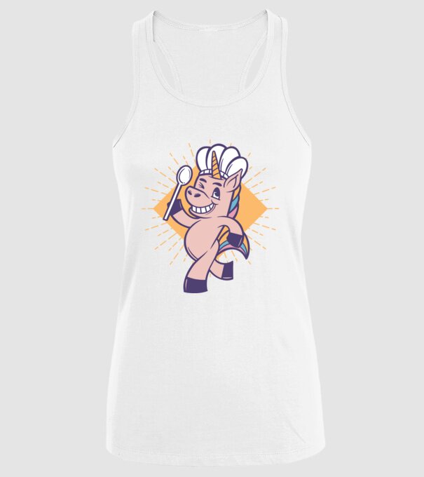 Unicorn Bucătar model alb pe tricou