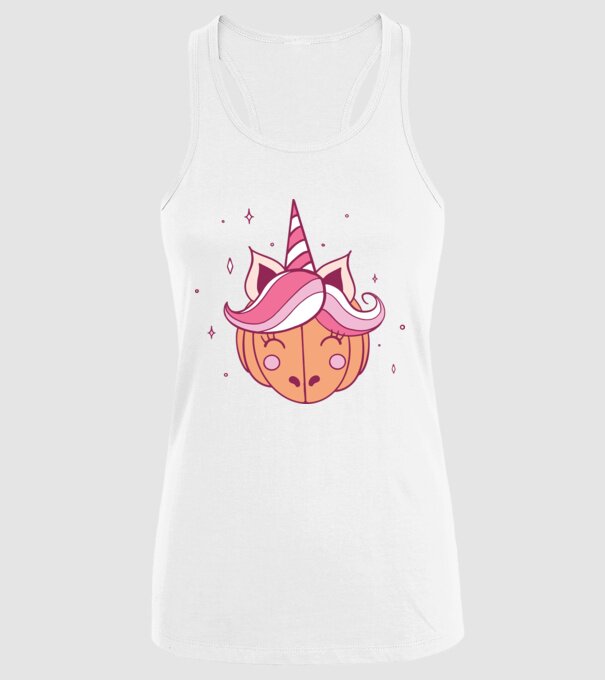 Unicorn Dovleac model alb pe tricou