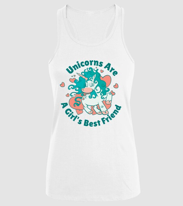 Unicornii sunt cei mai buni prieteni ai fetelor model alb pe tricou