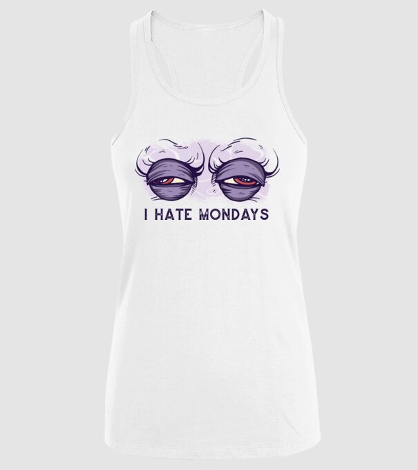 Urăsc zilele de luni model alb pe tricou