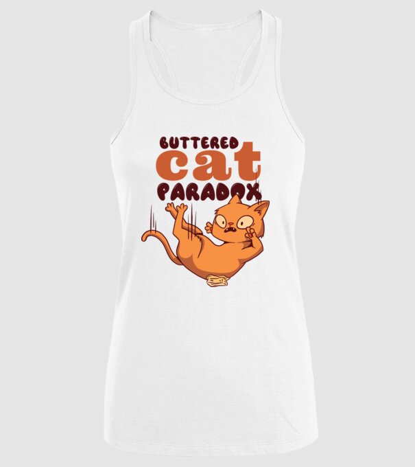 Paradox pisică cu unt model alb pe tricou
