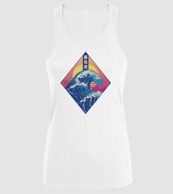 Vaporwave Val model alb pe tricou