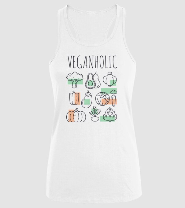 Veganholic model alb pe tricou