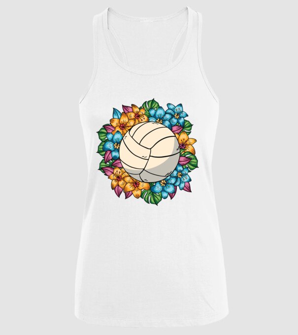 Minge de volei cu flori model alb pe tricou