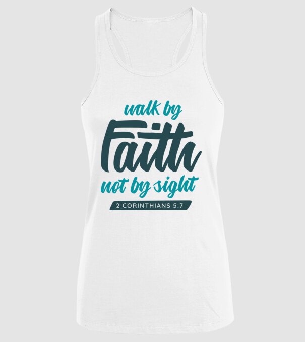 Walk by faith - Religie model alb pe tricou