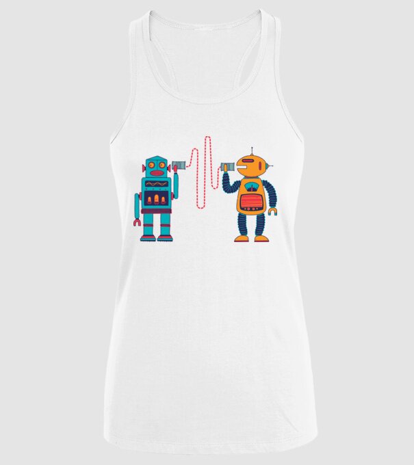 Walkie Talkie Robot model alb pe tricou