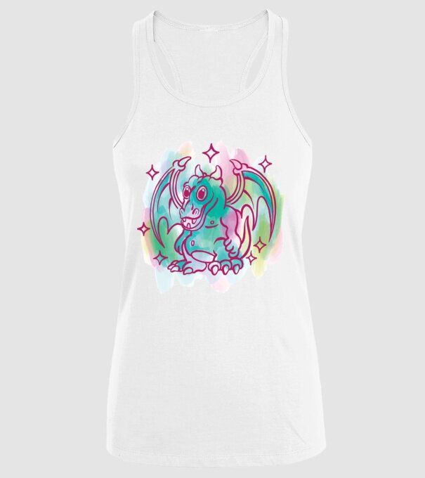 Acuarelă Dragon model alb pe tricou