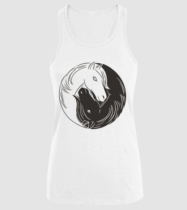 Călăreț Yin Yang model alb pe tricou