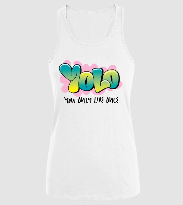YOLO - You only live once model alb pe tricou