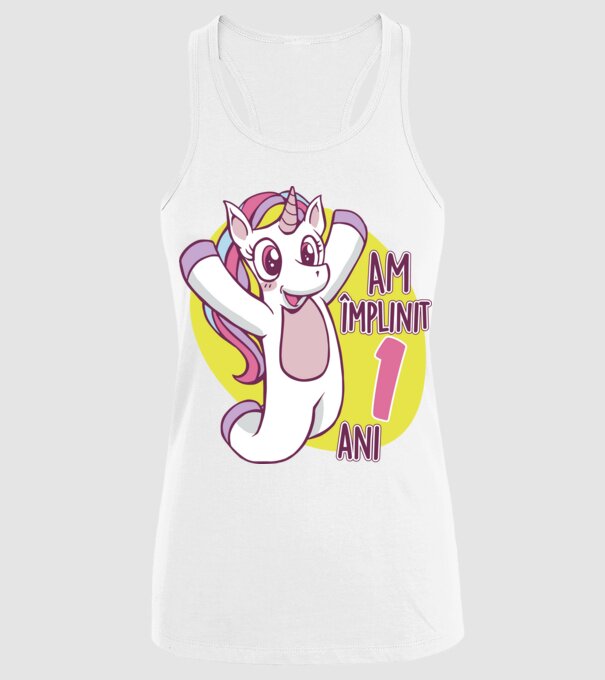 Am împlinit 1 an model alb pe tricou