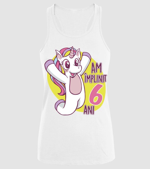 Am împlinit 6 ani model alb pe tricou