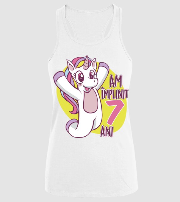 Am împlinit 7 ani model alb pe tricou