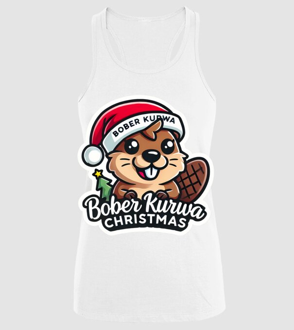 Bober Kurwa Christmas 1 model alb pe tricou